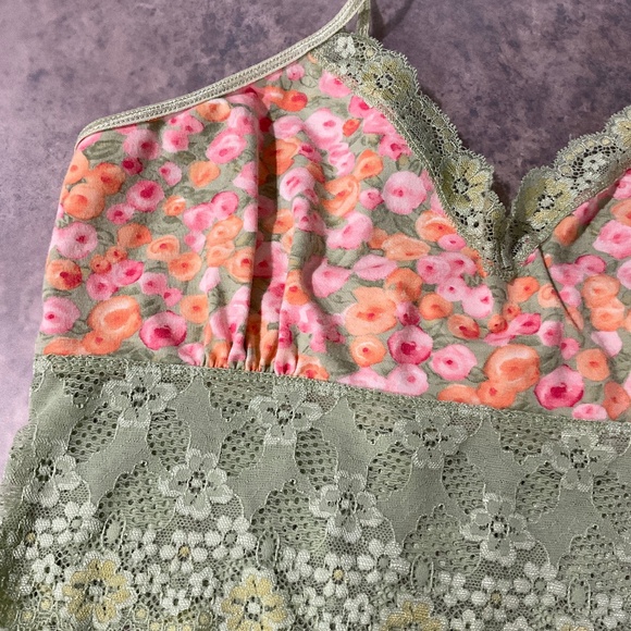 Bralette Lace Cami Mint Green Floral Set Size Large - Picture 5 of 14